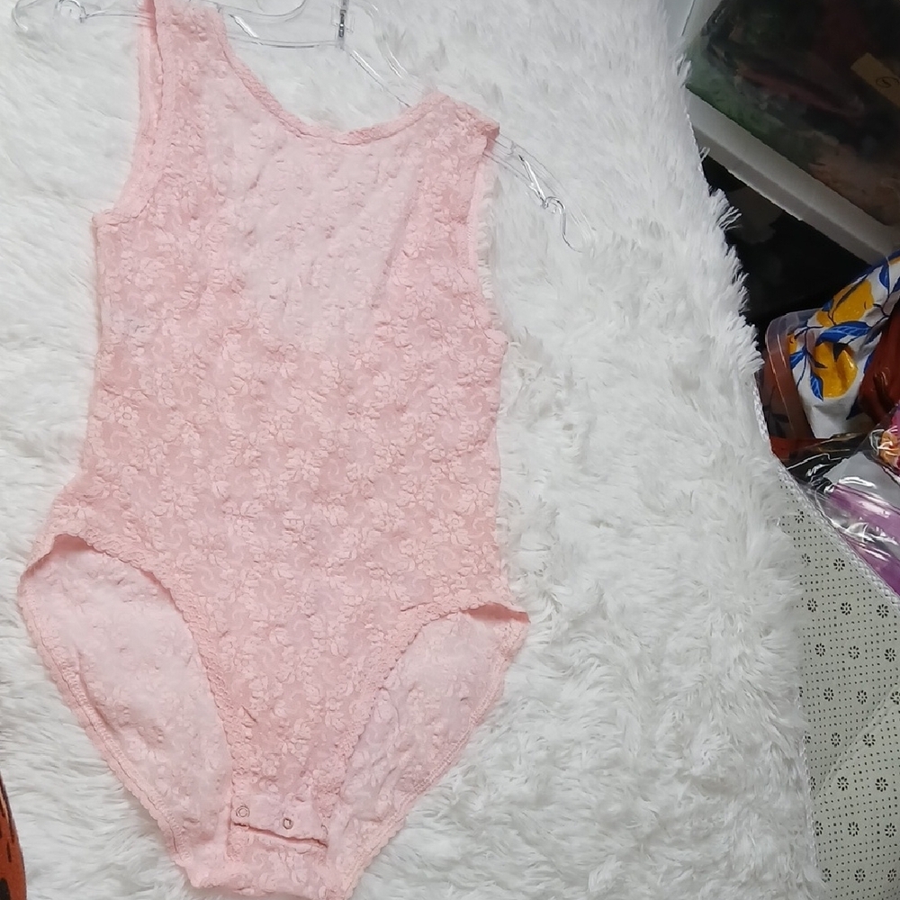 Vintage‎ Pink Floral Lace One Piece Bodysuit Size M Feminine Sheer - Picture 11 of 14